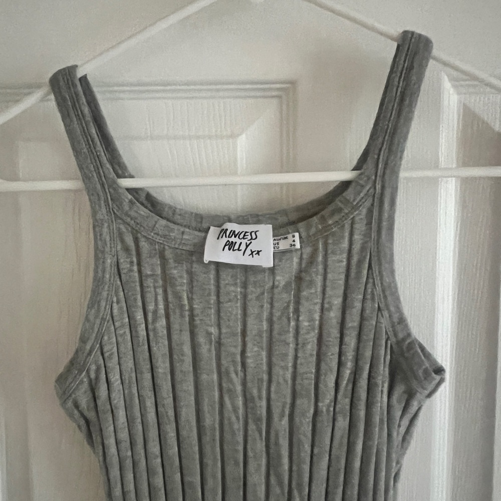 Princess Polly Grey Ribbed Midi Bodycon Dress US 4